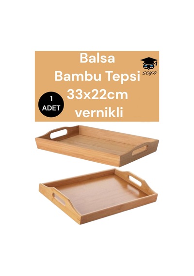 Balsa Bambu Tepsi 33x22cm Vernikli
