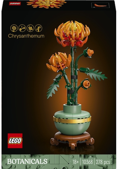 LEGO® Botanicals Krizantem 10368 – Yetiskinler için Pastel Yesil Saksi Içeren Dekoratif Çiçek Modeli Yapim Seti (278 Parça)