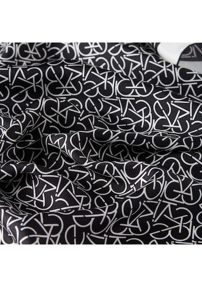 İpekevi Twill İpek Eşarp - Typo Monogram - Siyah Beyaz Çok Renkli