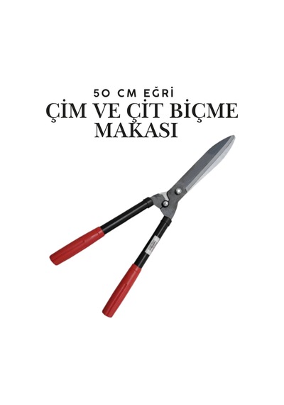 50 Cm Eğri Çim Budama Makası Plastik Saplı Metal Bıçaklı Bahçe Budama Çalı Ve Çimen Biçme Makası