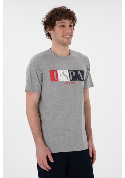 U.S. Polo Assn. Erkek Bisiklet Yaka Gri Melanj Pijama Takımı 50309821-VR086