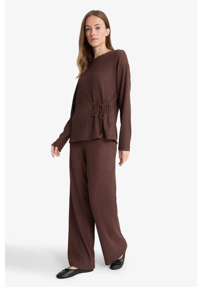 Defacto Straight Fit Düz Paça Bürümcük Pantolon C0200ax25aubn539 Kahve