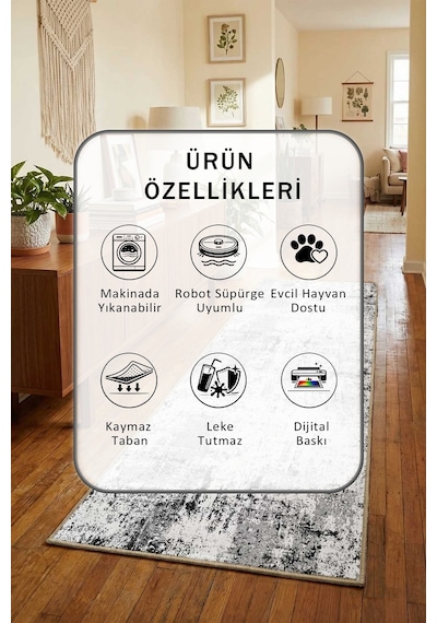 Tarz Beyaz Y Yıkanabilir Yolluk