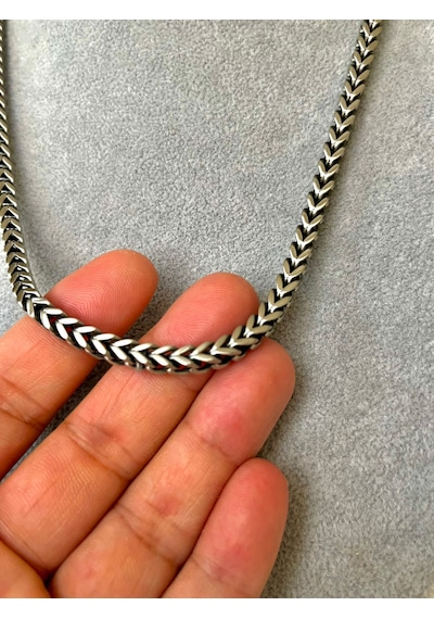 Balıksırtı Zincir Kolye Çelik Erkek Kolye Kalın İtalyan Herringbone Şık Dayanıklı Kolye Gümüş