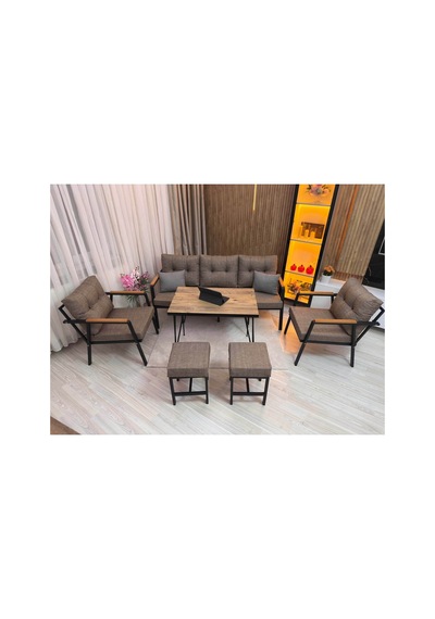 Lale Balkon, Bahçe - Cafe , Teras , Metal Kanepe Koltuk Takımı ,çay Seti 3+1+1+ 2 Puf Yemek Masası