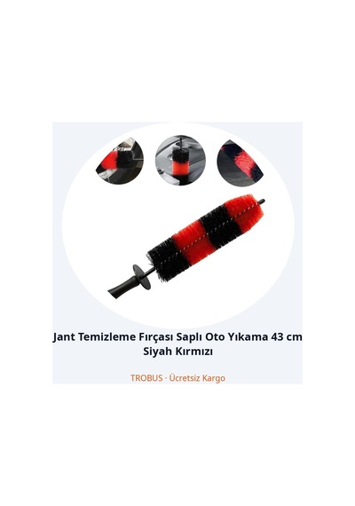 Trobus Jant Temizleme Fırçası Saplı Oto Yıkama 43 Cm Siyah Kırmızı