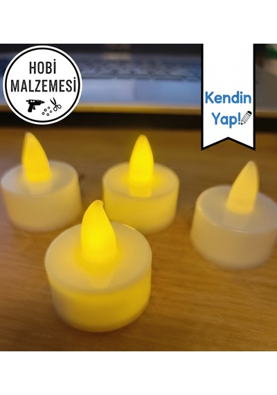 Dumansız Led Mum - Pilli Titreşimli Dekoratif Mum Seti - El Yapımı Hediyelik 10'lu Paket Beyaz