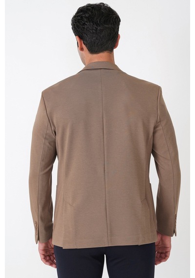 Slim Fit Torba Cep Esnek Tencel Kumaş Bej Ceket C 751