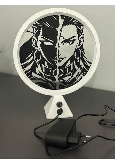 Valorant Reyna Halka Led Işıklı Masa Gece Lambası Gamer Oyun Odası Dekor Hediye Adaptör Dahil Beyaz