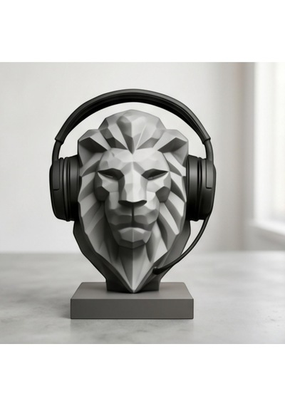 Happy3dworld Aslan Büstü Kulaklık Standı, 3d Baskı Low Poly Geometrik Dekor