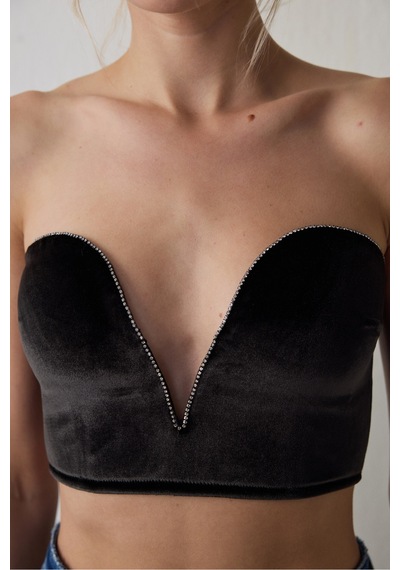 Penti Siyah Deep V Velvet Büstiyer