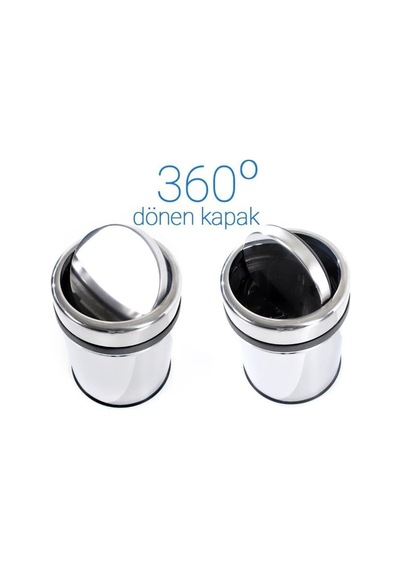 Tr Metal Krom Pratik Döner Kapaklı 8 Litre Çöp Kutusu Kovası Diğer