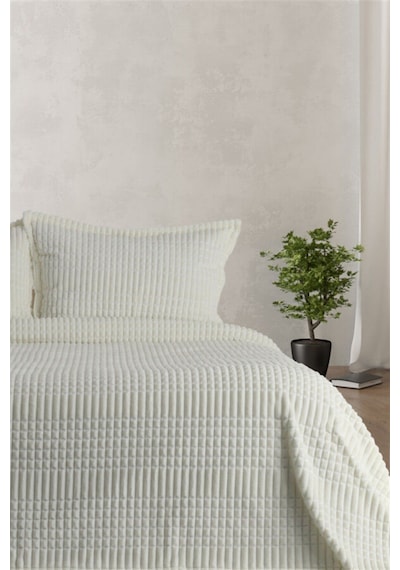 Merinos Modern Lıne 3 Prç.battaniye Ve Yatak Örtüsü Seti Kemik Kemik