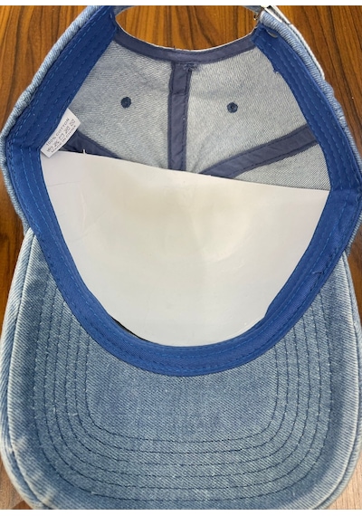 Denim Jean Kot Kumaş Vintage Yıkamalı Unisex Cap Şapka Mavi - Açık Mavi