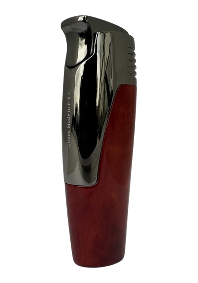 Tek Torch Pürmüz Kırmızı-gümüş Desenli Puro Çakmağı