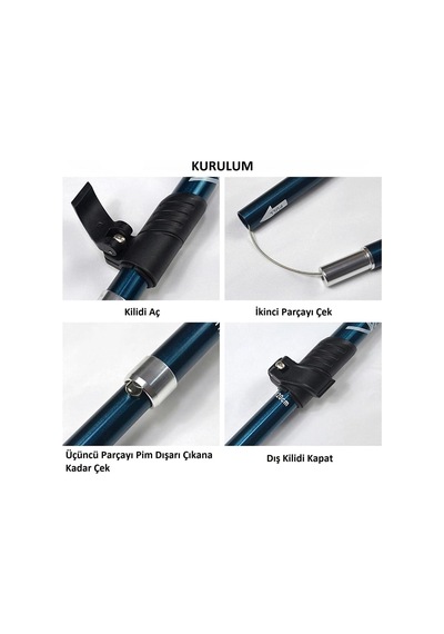 Ergonomik Ve Ayarlanabilir Trekking Batonu Alüminyum Dayanıklı Kaymaz Ve Ter Emici Sap-125 Cm Çok Renkli