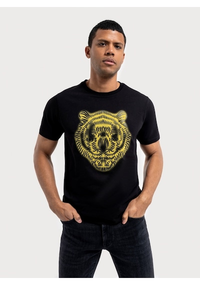 Regular Fit Erkek Tshirt K.kol Black&yellow