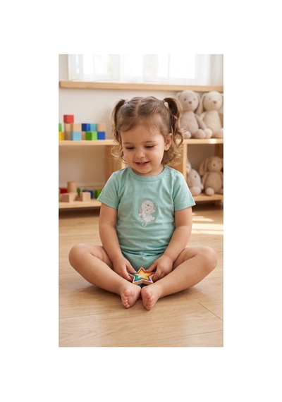 Fuar Baby Miniklere Özel Kız & Erkek Bebek Pamuklu Kısa Paça Tulum Turkuaz