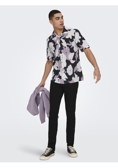 Only & Sons Onstrev Reg Ctn Lın Aop Ss Shırt Noos Erkek Pembe Kk Gömlek - 22025125 Pembe