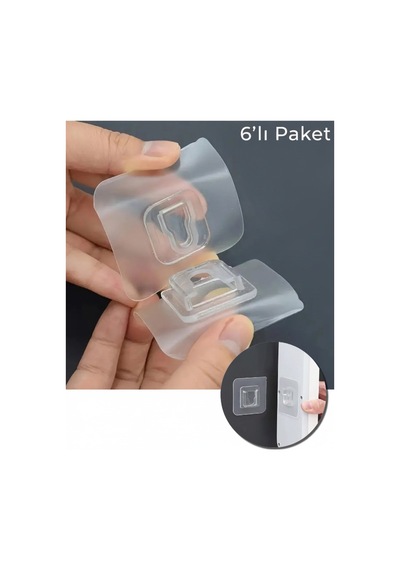 Geçmeli Kendinden Yapışkanlı Klips Eşya Sabitleme Askısı 6lı Set Plastik Beyaz Tr Diğer