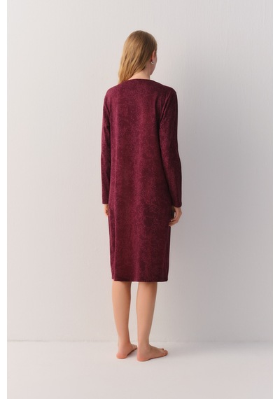 Suwen Cotton Comfort Uzun Gecelik Sh26405613l020 Bordo