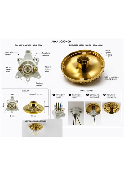 E27 Dekoratif Gold Tavan Duy