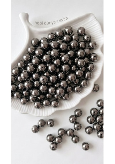 100 Gram - İnci Boncuk - 8 Mm Renk : Metalik Siyah