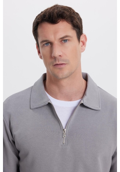 Tudors Erkek Relax Fit Rahat Kesim Pamuklu 3 İplik Fermuarlı Polo Yaka Gri Sweatshirt-41823 Gri Tudors Erkek Relax Fit Rahat Kesim Pamuklu 3 İplik Fermuarlı Polo Yaka Gri Sweatshirt-41823 Gri
