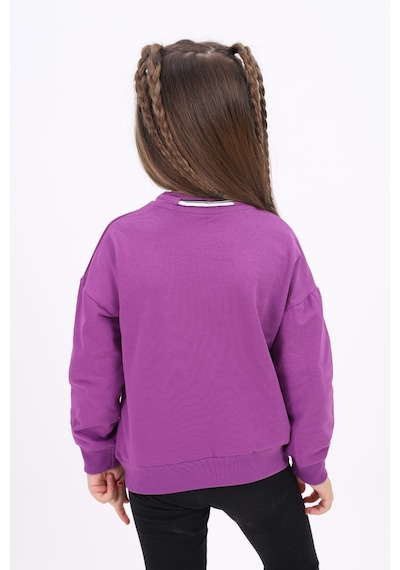 Kız Çocuk Relax Fit Bisiklet Yaka Düşük Omuz Baskılı Sweatshirt - Bağcık Detaylı & 2 İplik Mor Kız Çocuk Relax Fit Bisiklet Yaka Düşük Omuz Baskılı Sweatshirt - Bağcık Detaylı & 2 İplik Mor