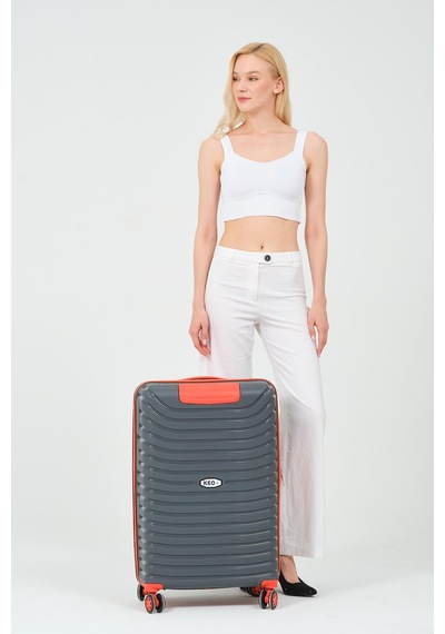 Keo-plus Gri-turuncu 3 Lü Set Silikon Kırılmaz Pp Valiz Çok Renkli