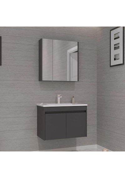 Orka Side 65 Cm Kapaklı Antrasit Banyo Dolabı Takımı Çok Renkli Orka Side 65 Cm Kapaklı Antrasit Banyo Dolabı Takımı Çok Renkli