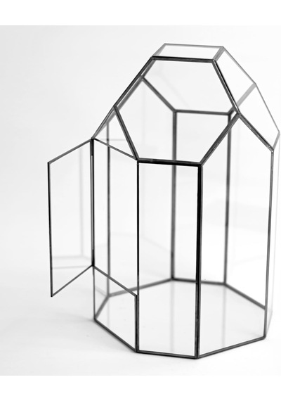 Tr 33x20x20cm Siyah Geometrik Teraryum Cam Fanus Takı Aksesuar Çikolata Kutusu Genel