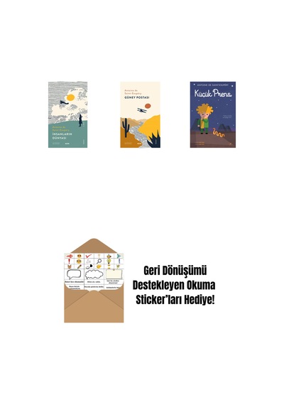 İnsanların Dünyası + Güney Postası + Küçük Prens Ciltli - Büyük Boy + Okuma Sticker'ları