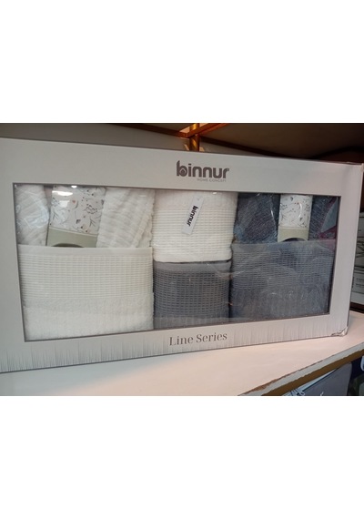 Binnur Line 10 Parça Aile Bornoz Takımı / %100 Pamuk / Aile Seti / Çeyizlik / Günlük / Modern / 1.kalite Beyaz - Antrasit Binnur Line 10 Parça Aile Bornoz Takımı / %100 Pamuk / Aile Seti / Çeyizlik / Günlük / Modern / 1.kalite Beyaz - Antrasit