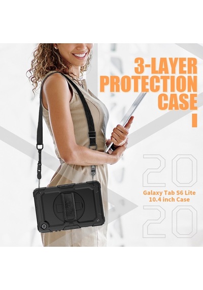 Samsung Uyumlu Galaxy Tab S6 Lite 10.4 P610 P615 P617 Kılıf Defender Askılı Pars Case Fuji