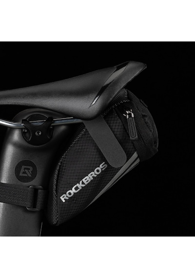 Rockbros Kolay Montaj Bisiklet Sele Altı Çantası Su Geçirmez - 360 Reflektörlü Gri - Siyah