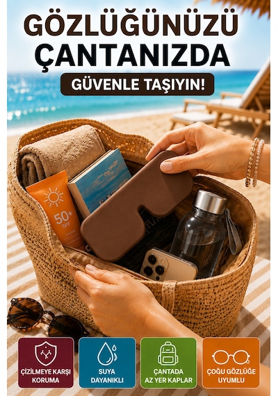 Kahverengi Katlanabilir Silikon Gözlük Kılıfı Suya Dayanıklı Esnek Koruyucu Güneş Ve Numaralı Gözlük Kılıfı