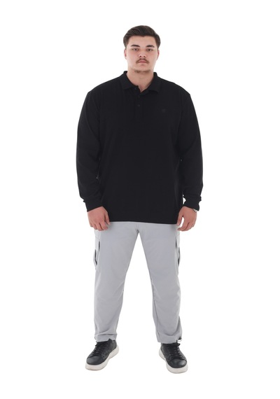 Erkek Büyük Beden 115-155 Kilo Arası İçin Uygun Uzun Kol Polo Yaka Mevsimlik Sweatshirt Siyah Erkek Büyük Beden 115-155 Kilo Arası İçin Uygun Uzun Kol Polo Yaka Mevsimlik Sweatshirt Siyah