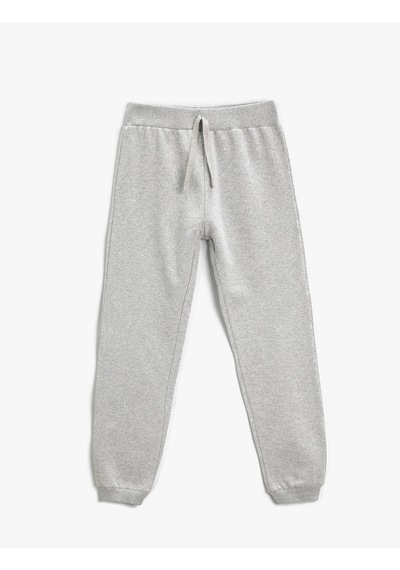 Koton Basic Baskılı Jogger Eşofman Altı Belden Bağlamalı Gri 3wkg40015ak