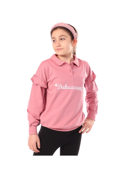 Toontoy Kız Çocuk Nakışlı Sweatshirt Gülkurusu