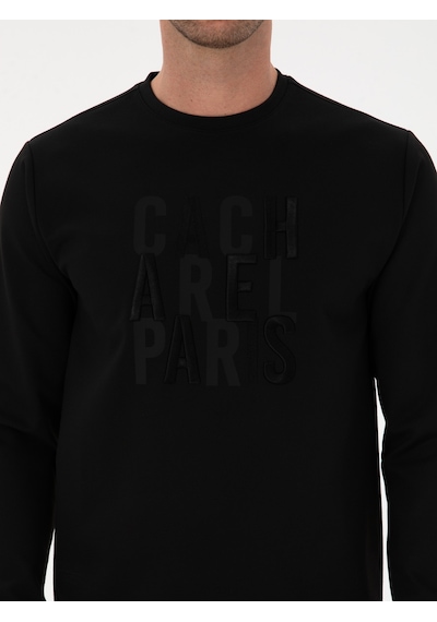 Siyah Regular Fit Bisiklet Yaka Sweatshirt