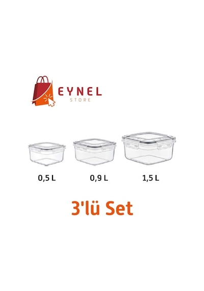 Şeffaf Kare Şekilli İç İçe Geçebilen Saklama Kabı Seti Contalı Kapak Sızdırmaz Hava Geçirmez Kapaklı Gıda Diğer 04118345