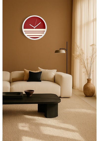 Modern Tasarım Duvar Saati - 42cm - Önü Camlı Beyaz Kasa - Sessiz Mekanizma-jh0577 Beyaz
