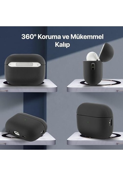 Airpods 4. Nesil İle Uyumlu Leather Skin Serisi Parmak İzi Tutmayan Dış Yüzeye Sahip Ve Mükemmel Koruma Sağlayan Orta Sertlikte Silikon Kılıf Siyah, Airpods 4