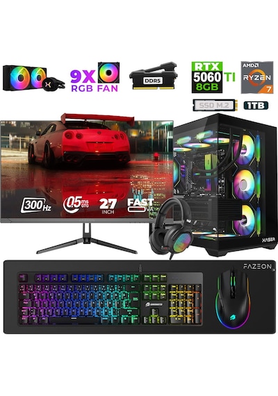 Xaser Star X490 R7-7800X3D 16 GB 1 TB M.2 NVMe SSD 8 GB RTX5060Ti 27" Free Dos Dizüstü Bilgisayar