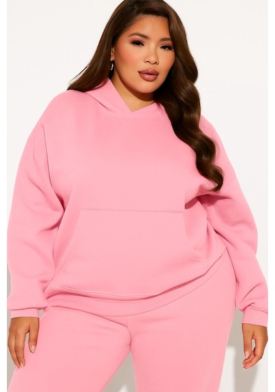 Benroma 3 İplik Penye Büyük Beden Unisex Sweatshırt Pembe