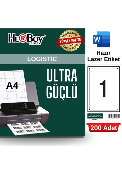 Herboy Hb-1001 199,6 X 289,1 Mm A4 Laser Etiket 200 Adet