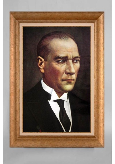 Altın Varaklı Çerçeveli Paspartulu Atatürk Tablo S470