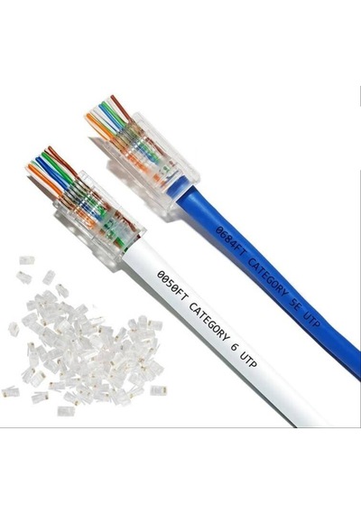 Yeni Nesil Delikli Cat6 Ez Rj45 Konnektör Utp Jack 100 Adet