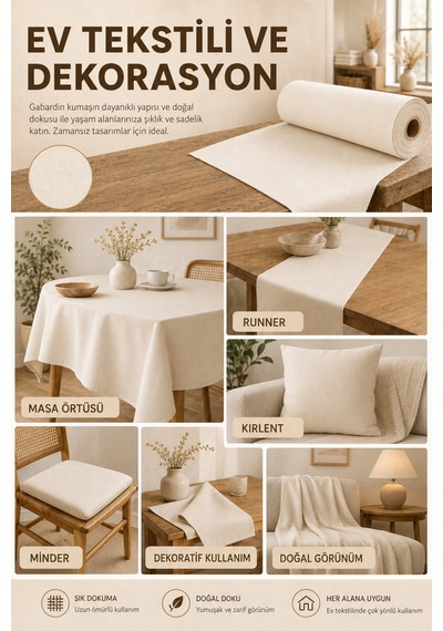 Gabardin Kumaş, Çanta , Tuval, Punch, Nakış, Branda Ve Güneşlik Yapımına Uygun En : 150cm Bej